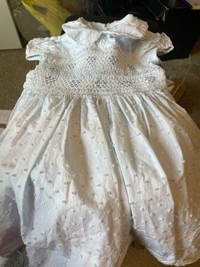 Light Blue Smocked Baby Dress with Peter Pan Collar